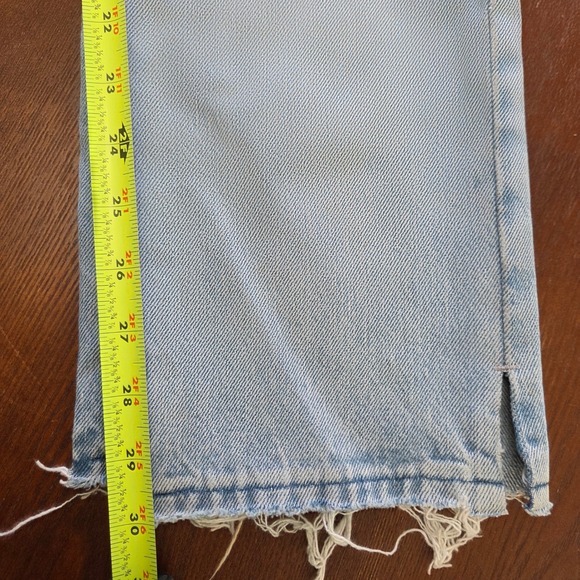 Levis 501 Jeans Womens 24x30 High Rise Straight Distressed Light Wash Raw Hem - Picture 13 of 13